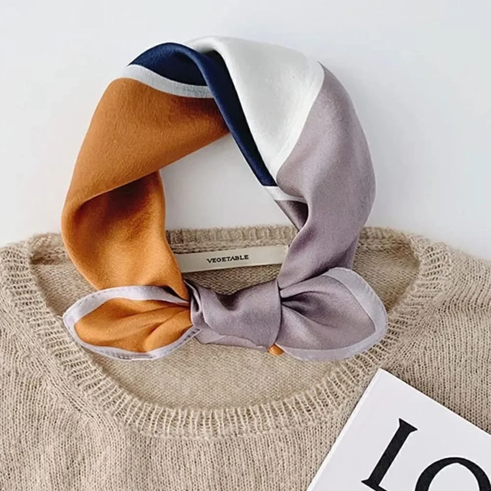 Color Block Mulberry Silk Neck Scarf